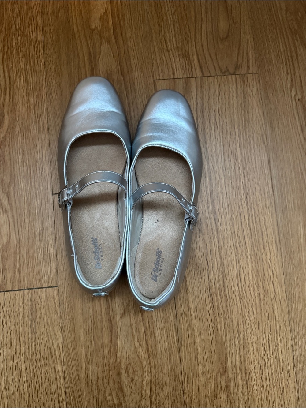 Dr. Scholl's Silver Mary Jane Flats